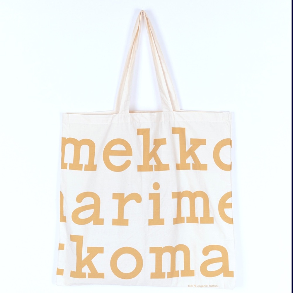 Marimekko organic cotton tote shoulder bag gold